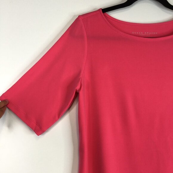 SUSAN GRAVER Essentials Coral Pink Liquid Knit Top Size XS - Picture 5 of 7